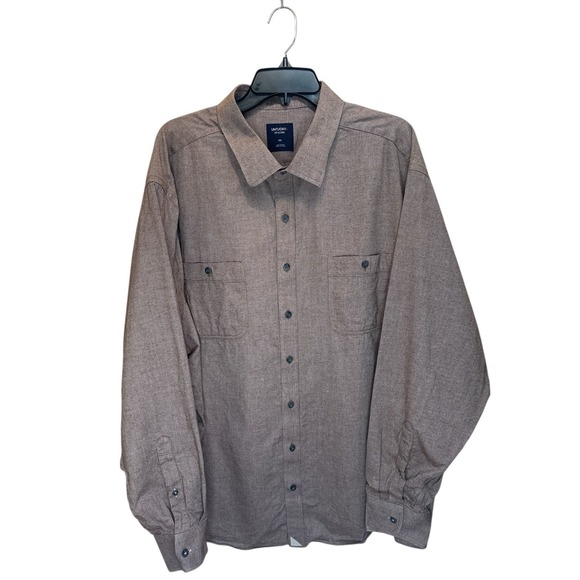 UNTUCKit Other - UNTUCKit Fit By DXL Men's 3XL Shirt Brown Cotton Herringbone Long Sleeve Casual